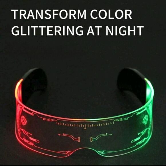 Colorful Cyberpunk LED Light Up Party Rave Eye Glasses - Picture 4 of 10
